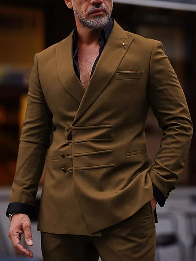 Men's Standard Fit Double Breasted Six-buttons 2 Pieces Wedding Suits - Image 2