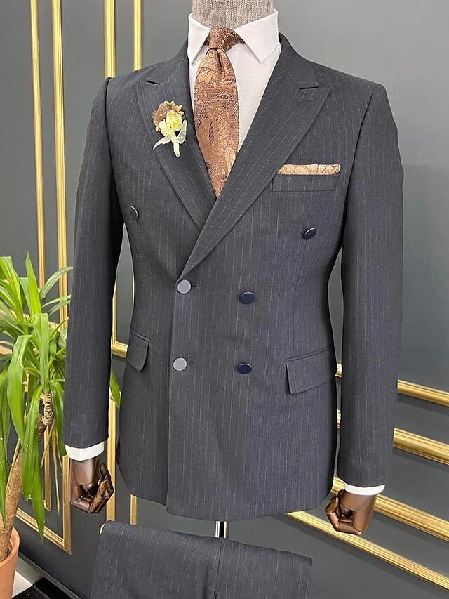Men's Standard Fit Double Breasted Six-buttons 2 Pieces Wedding Suits - Image 2