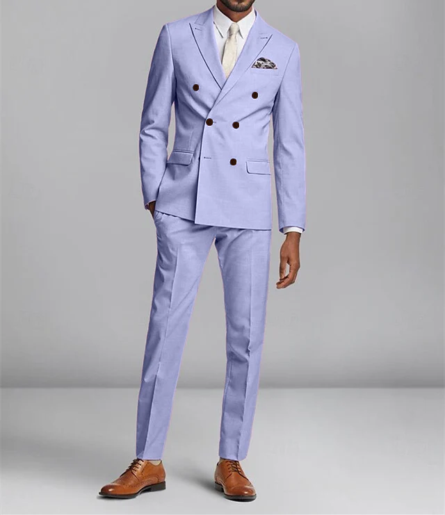 Men's Standard Fit Double Breasted Six-buttons 2 Pieces Wedding Suits - Image 3