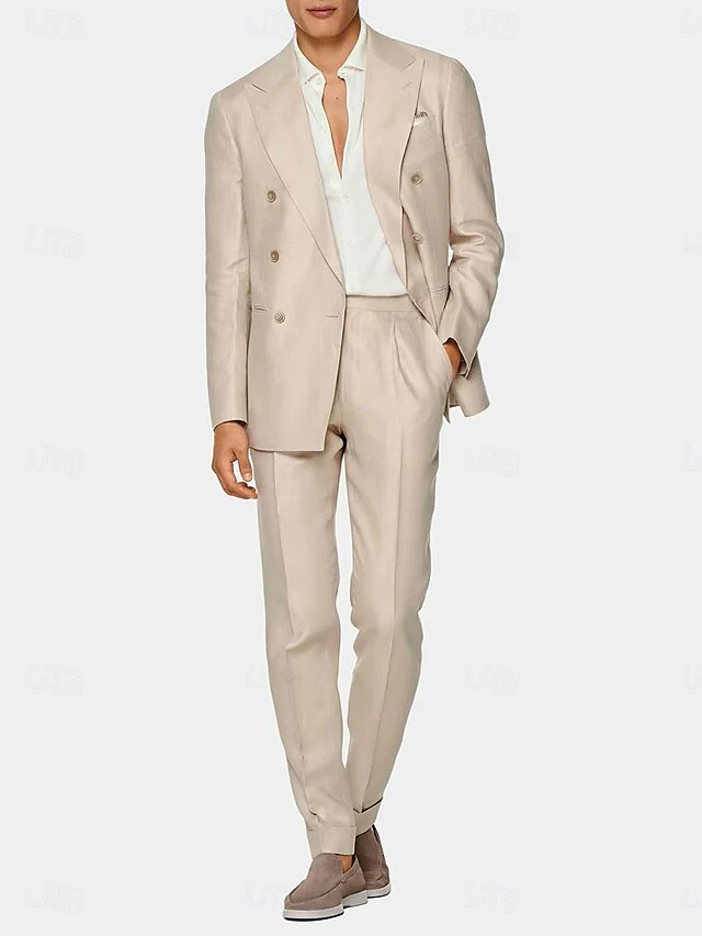 Men's Standard Fit Double Breasted Six-buttons 2 Pieces Wedding Suits - Image 3