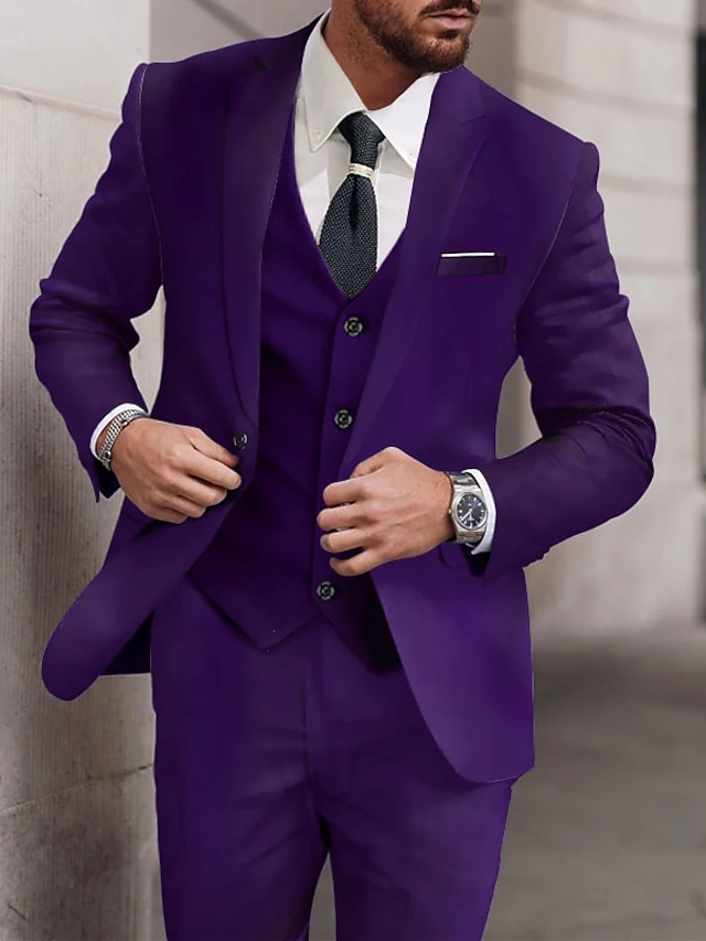 Men's Standard Fit Single Breasted One-button 3 Pieces Wedding Suits - Image 3