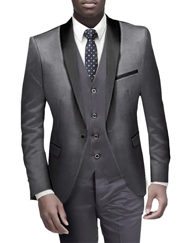 Men's Standard Fit Single Breasted One-button 3 Pieces Wedding Suits - Image 4