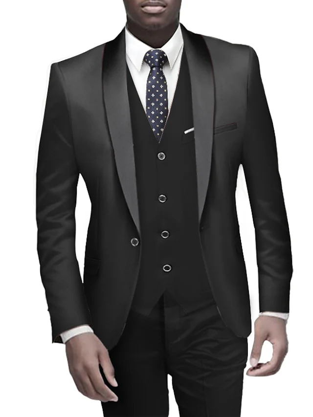 Men's Standard Fit Single Breasted One-button 3 Pieces Wedding Suits - Image 5