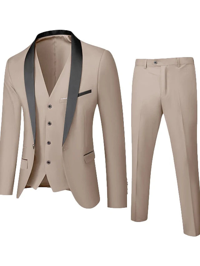 Men's Standard Fit Single Breasted One-button 3 Pieces Wedding Suits - Image 5