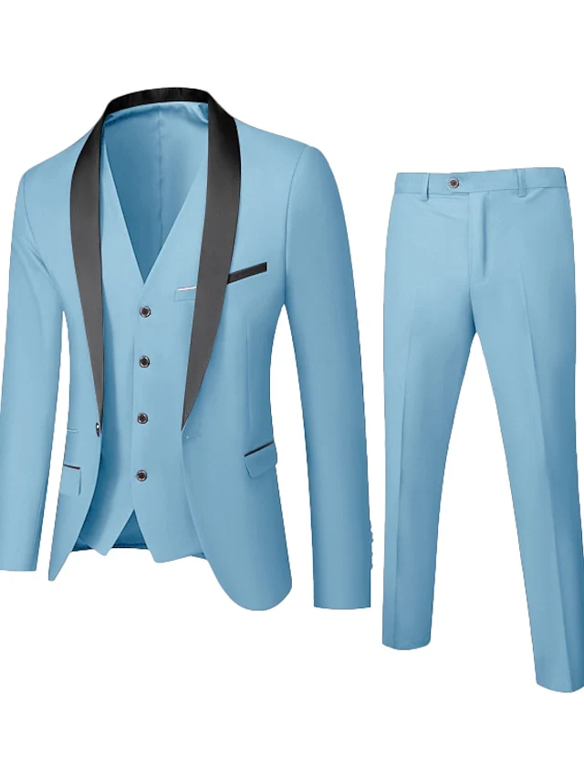 Men's Standard Fit Single Breasted One-button 3 Pieces Wedding Suits - Image 6
