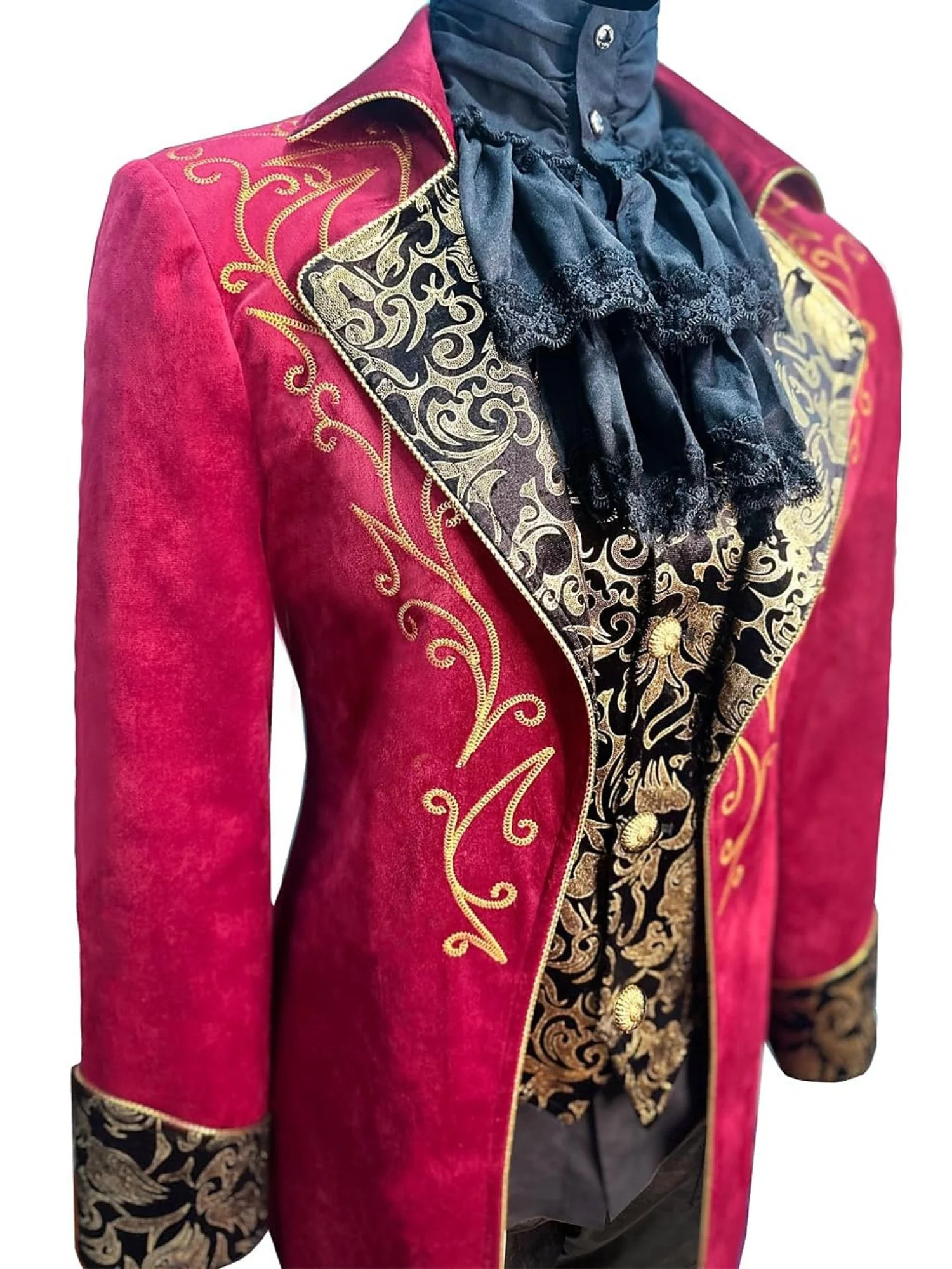 Men's Steampunk Vintage Exquisite Floral Coat Tuxedo Suit - Image 11