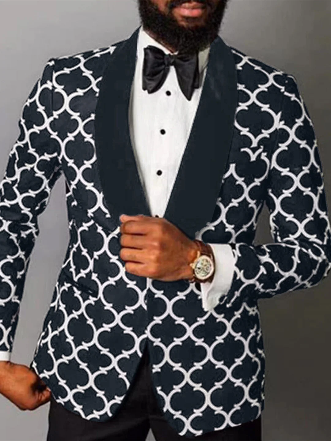 Men's Tailored Fit Checkered Single Breasted One-button Fashion Party Jacket
