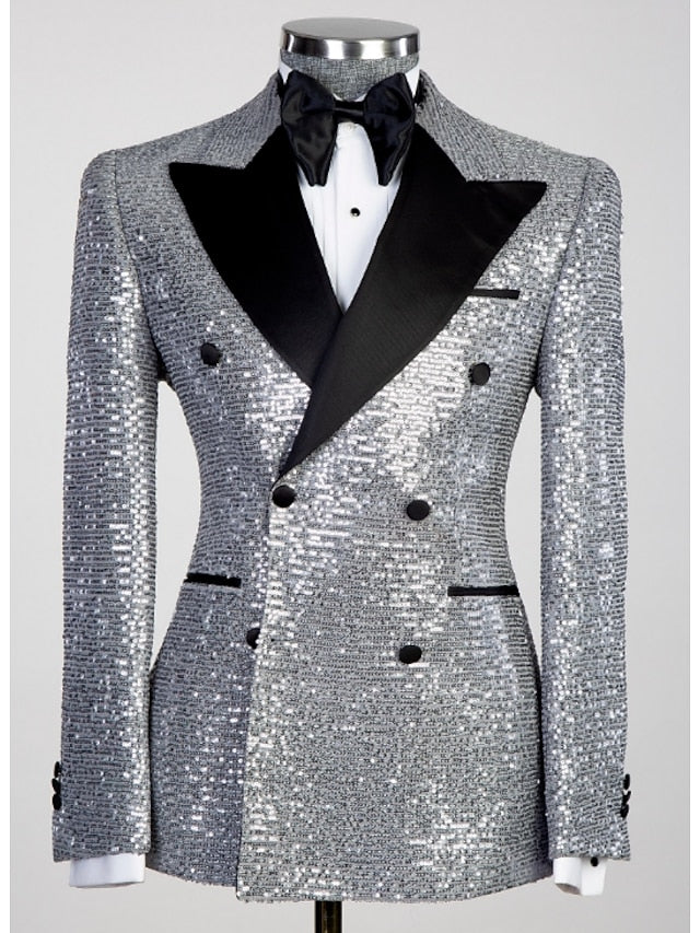 Men's Tailored Fit Double Breasted Six-buttons Party Jacket - Image 2