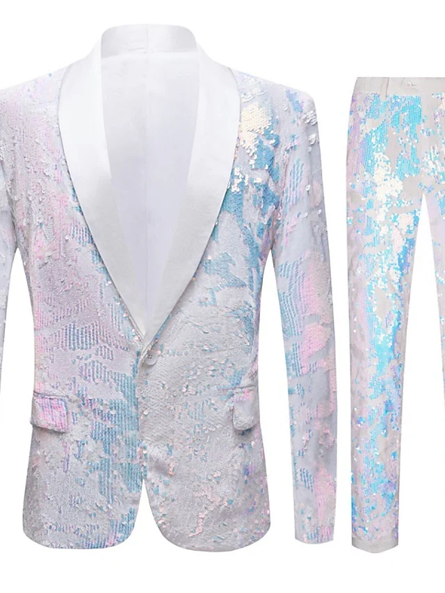 Men's Tailored Fit Single Breasted One-button 2 Pieces Prom Disco Suits - Image 4