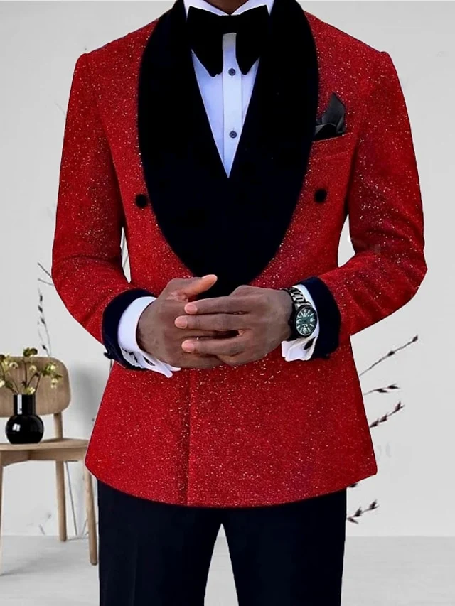Men's Tailored Fit Single Breasted One-button 2 Pieces Wedding Suits - Image 5