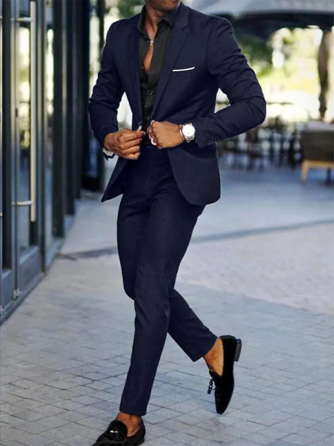 Men's Tailored Fit Single Breasted One-button  2 Pieces Wedding Suits - Image 6