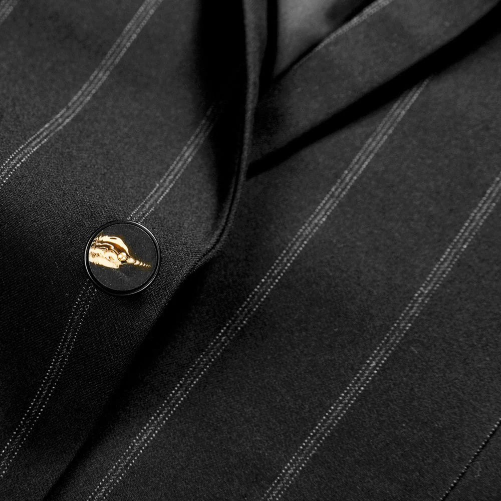 Men's Tailored Fit Single Breasted One-button 3 Pieces Striped Wedding Suits - Image 5
