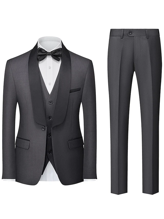Men's Tailored Fit Single Breasted One-button 3 Pieces Wedding Suits - Image 3