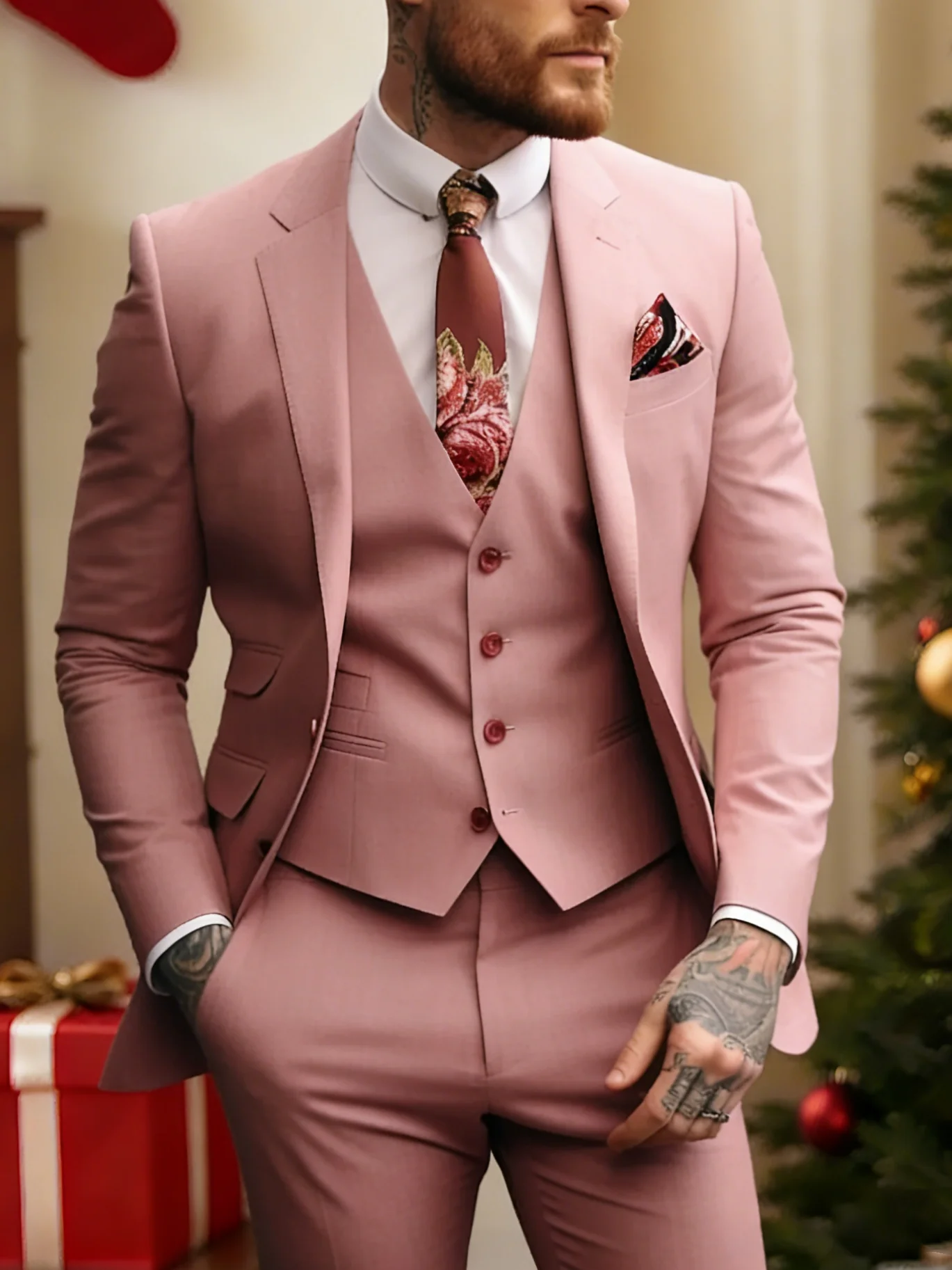 Men's Tailored Fit Single Breasted One-button 3 Pieces Wedding Suits