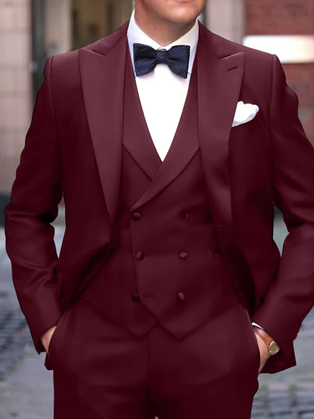 Men's Tailored Fit Single Breasted One-button 3 Pieces Wedding Suits - Image 4