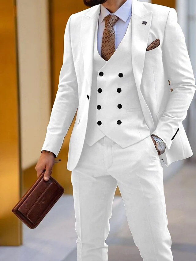 Men's Tailored Fit Single Breasted One-button 3 Pieces Wedding Suits - Image 2