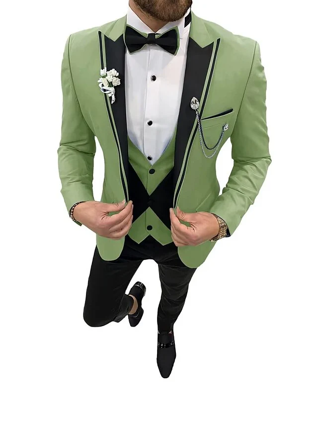 Men's Tailored Fit Single Breasted One-button 3 Pieces Wedding Suits - Image 3