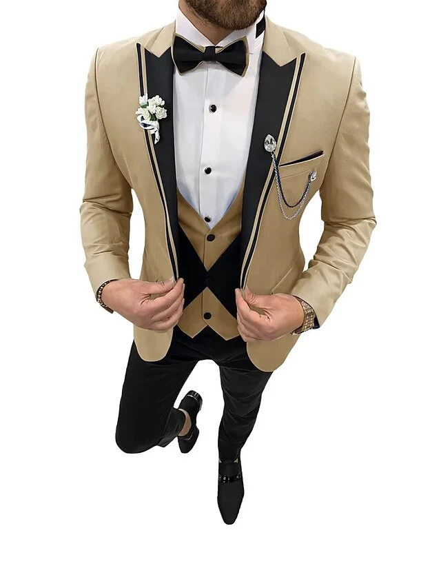 Men's Tailored Fit Single Breasted One-button 3 Pieces Wedding Suits - Image 5