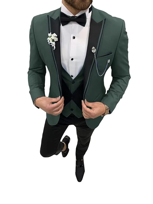 Men's Tailored Fit Single Breasted One-button 3 Pieces Wedding Suits - Image 6