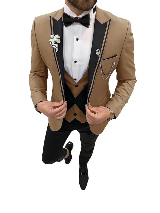 Men's Tailored Fit Single Breasted One-button 3 Pieces Wedding Suits - Image 8