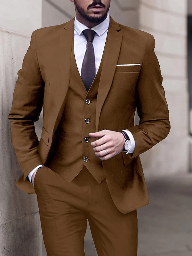 Men's Tailored Fit Single Breasted One-button 3 Pieces Wedding Suits - Image 6