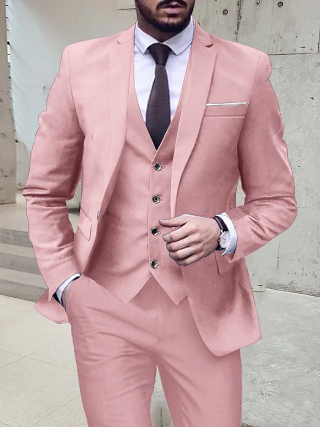 Men's Tailored Fit Single Breasted One-button 3 Pieces Wedding Suits - Image 8