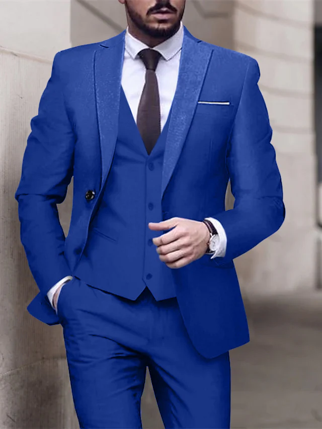 Men's Tailored Fit Single Breasted One-button 3 Pieces Wedding Suits - Image 3