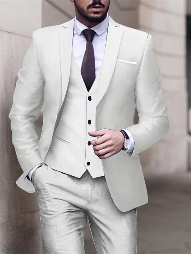 Men's Tailored Fit Single Breasted One-button 3 Pieces Wedding Suits - Image 4