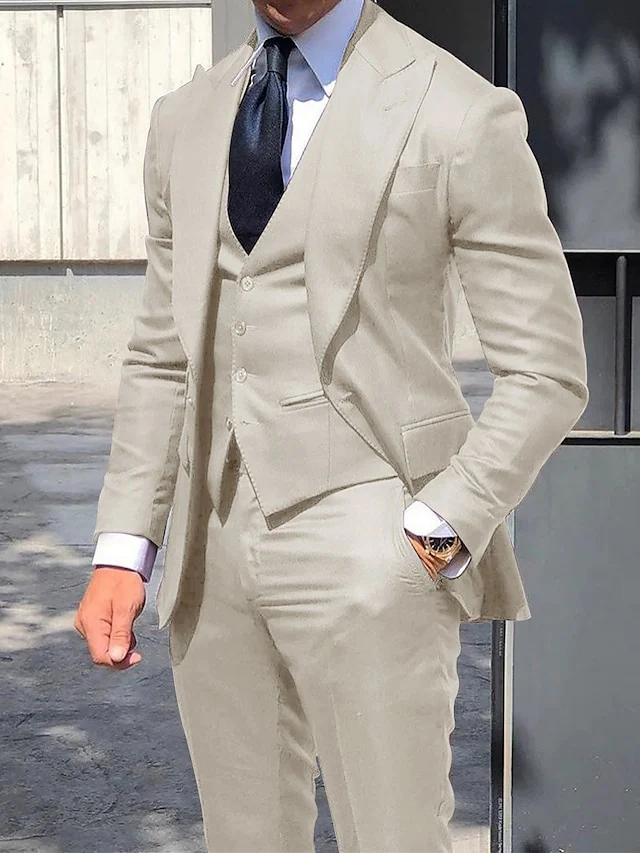 Men's Tailored Fit Single Breasted One-button 3 Pieces Wedding Suits - Image 6