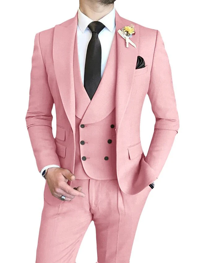 Men's Tailored Fit Single Breasted One-button 3 Pieces Wedding Suits - Image 5
