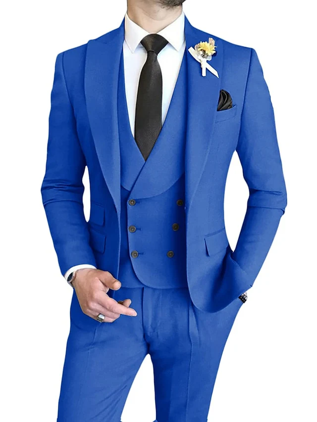 Men's Tailored Fit Single Breasted One-button 3 Pieces Wedding Suits - Image 9
