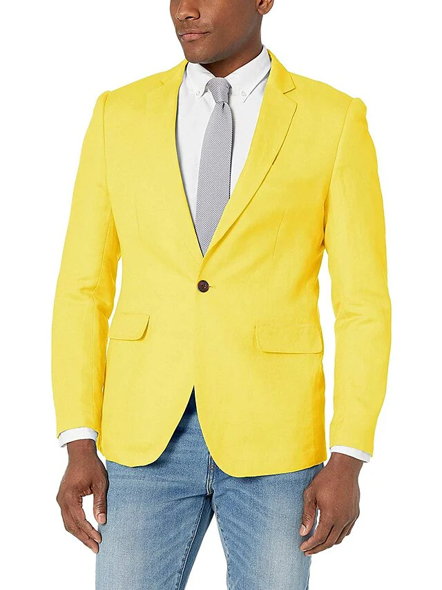 Men's Tailored Fit Single Breasted One-button Blazer Jacket - Image 2