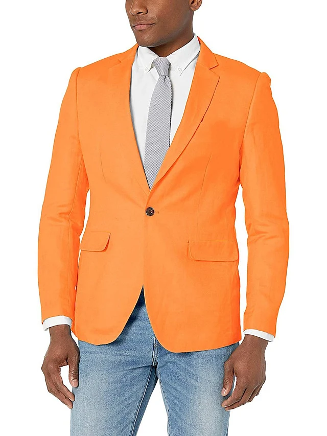Men's Tailored Fit Single Breasted One-button Blazer Jacket - Image 4
