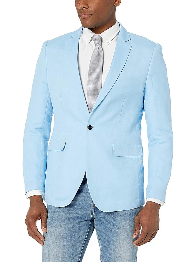 Men's Tailored Fit Single Breasted One-button Blazer Jacket - Image 5