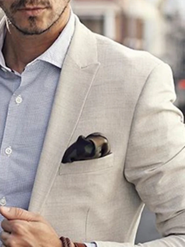 Men's Tailored Fit Single Breasted One-button Blazer Jacket - Image 3