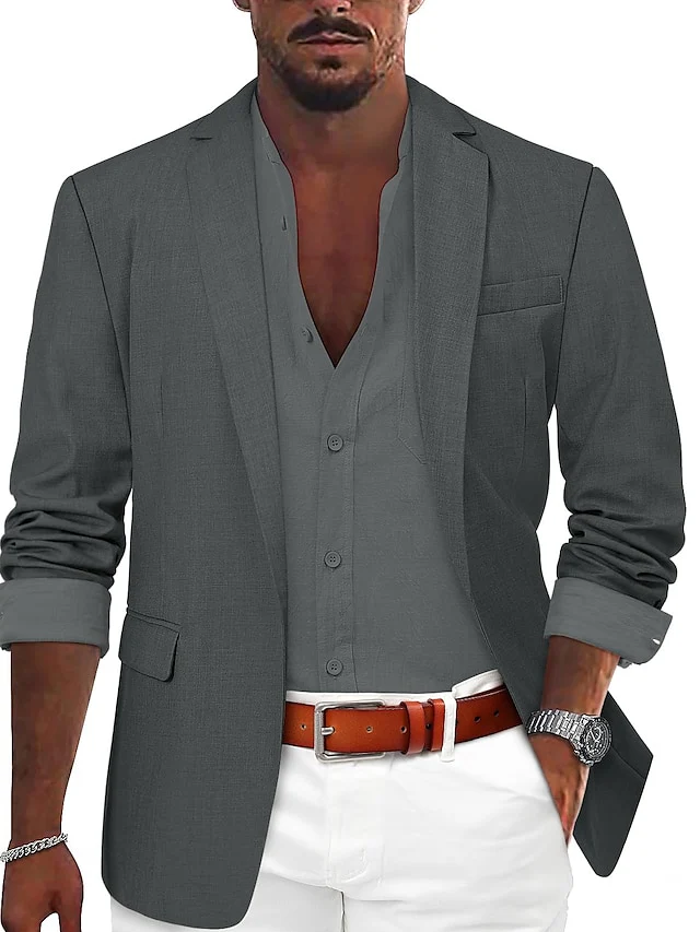 Men's Tailored Fit Single Breasted One-button Casual Jacket - Image 2