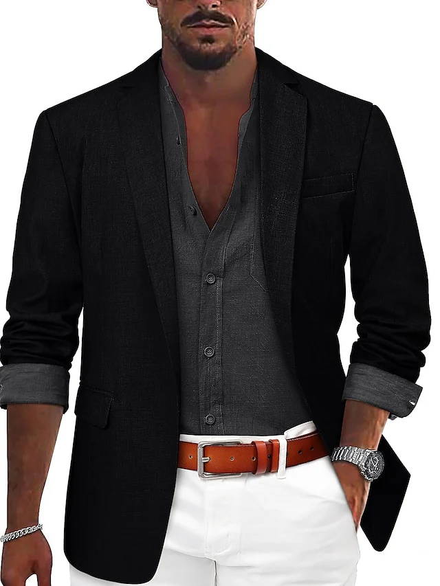 Men's Tailored Fit Single Breasted One-button Casual Jacket - Image 7