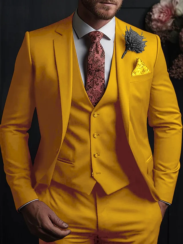 Men's Tailored Fit Single Breasted Three-buttons 3 Pieces Wedding Suits - Image 6