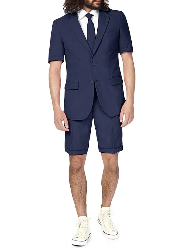 Men's Tailored Fit Single Breasted Two-buttons 2 Pieces Linen Suits - Image 5
