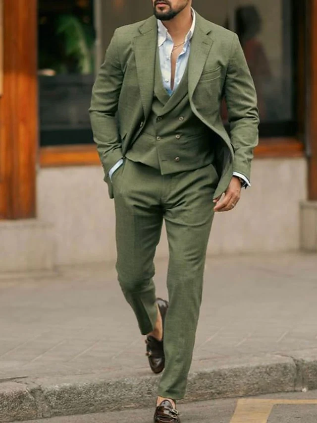 Men's Tailored Fit Single Breasted Two-buttons 2 Pieces Wedding Suits - Image 2