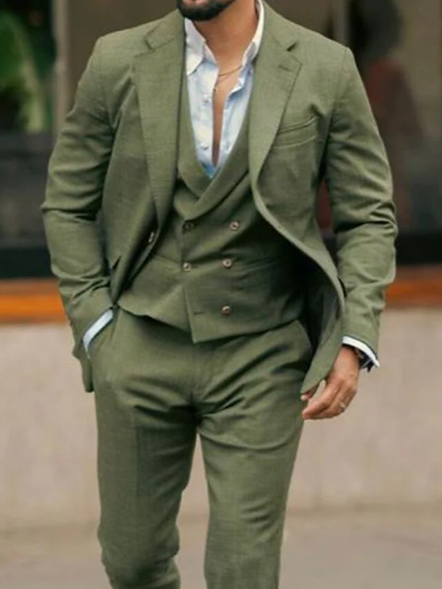 Men's Tailored Fit Single Breasted Two-buttons 2 Pieces Wedding Suits - Image 3