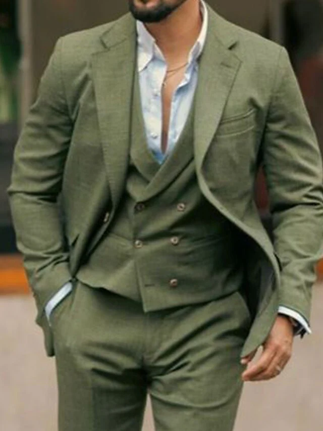 Men's Tailored Fit Single Breasted Two-buttons 2 Pieces Wedding Suits - Image 4