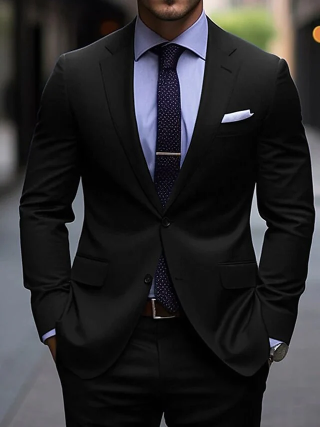 Men's Tailored Fit Single Breasted Two-buttons 2 Pieces Wedding Suits - Image 3