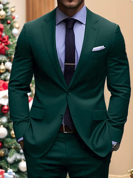 Men's Tailored Fit Single Breasted Two-buttons 2 Pieces Wedding Suits - Image 5