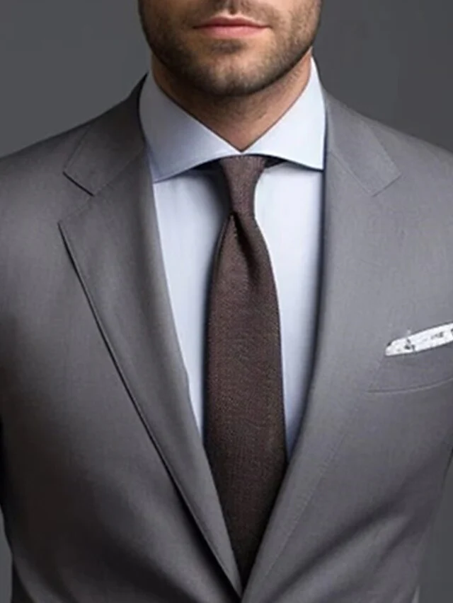 Men's Tailored Fit Single Breasted Two-buttons 2 Pieces Wedding Suits - Image 3