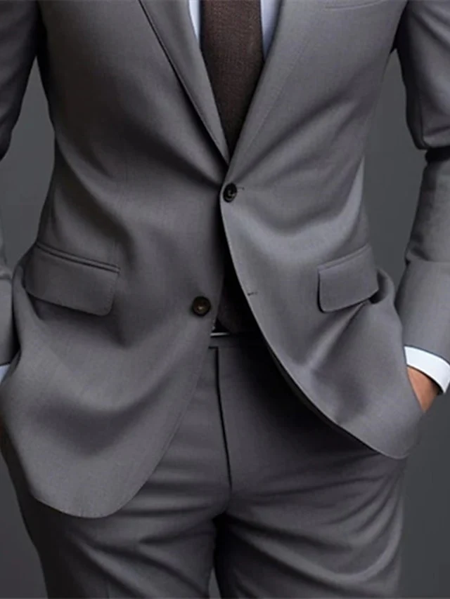Men's Tailored Fit Single Breasted Two-buttons 2 Pieces Wedding Suits - Image 4