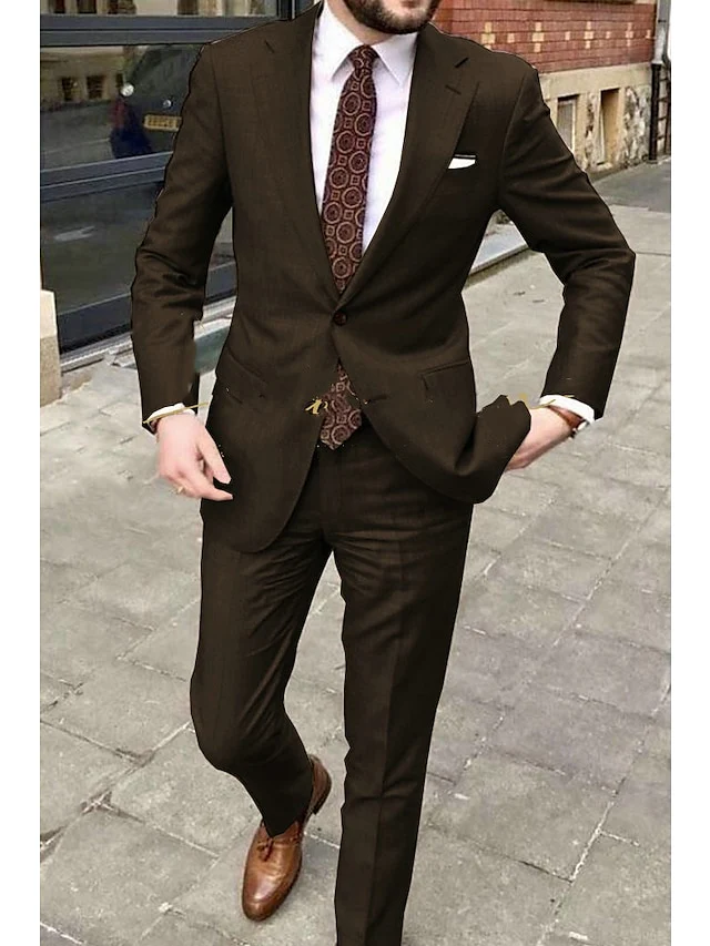 Men's Tailored Fit Single Breasted Two-buttons 2 Pieces Wedding Suits - Image 3