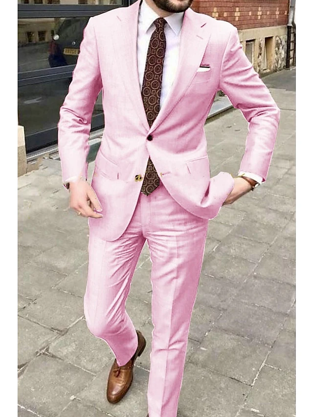 Men's Tailored Fit Single Breasted Two-buttons 2 Pieces Wedding Suits - Image 6