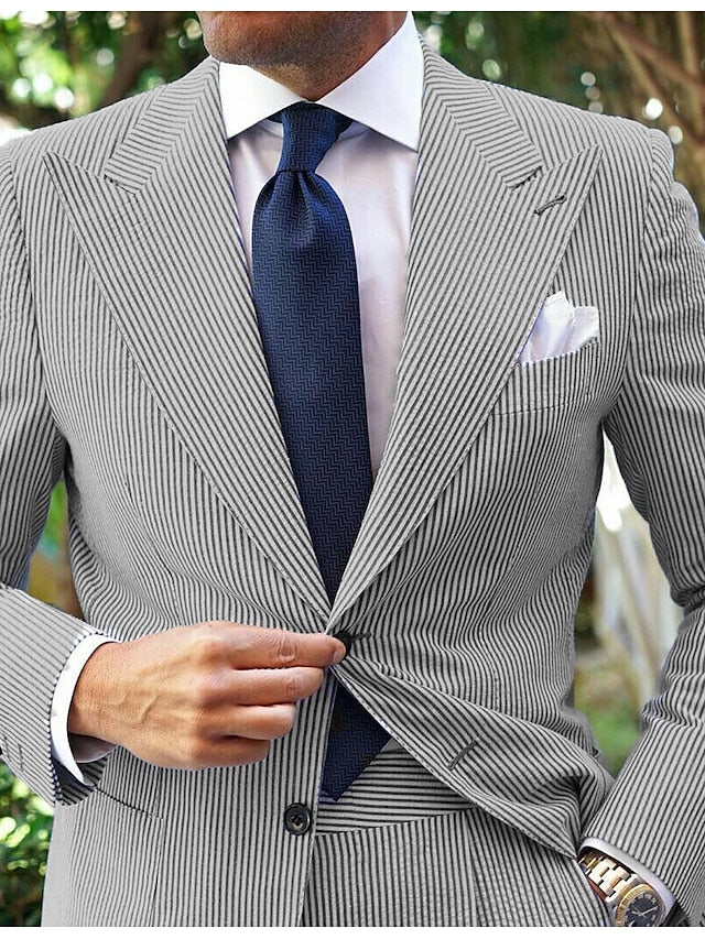 Men's Tailored Fit Single Breasted Two-buttons 2 Pieces Wedding Suits - Image 2