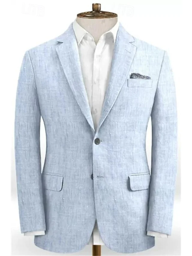 Men's Tailored Fit Single Breasted Two-buttons 2 Pieces Wedding Suits - Image 2